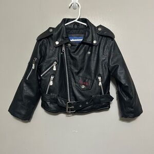 Outdoor Habitat Baby Leather Jacket 2T Toddler Black Zip Pockets Moto Eagle USA